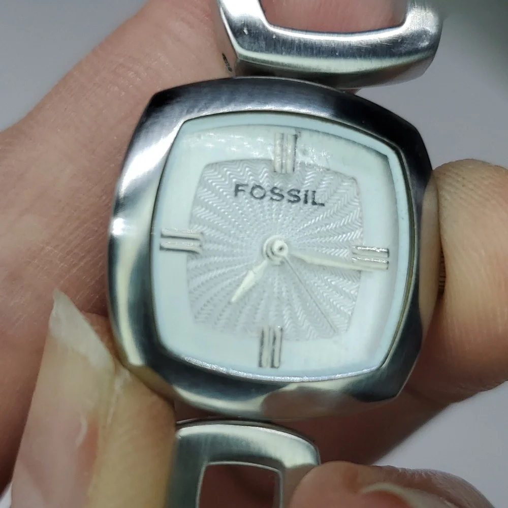 Fossil Watch ES1869 Silver Contemporary All Stainless Steel Watch EUC